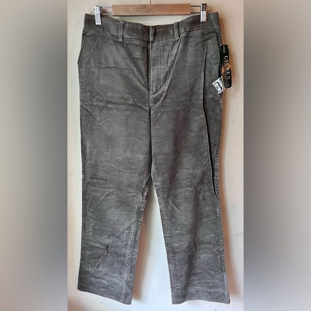 💚 Lauren Ralph Lauren Corduroy Pants Beacon Grey size 12‎ NWT